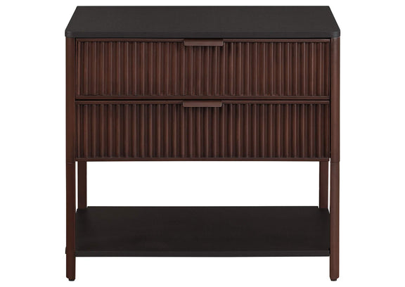 930221 Zimmerlee 2-drawer Side Table with Shelf Rust Brown