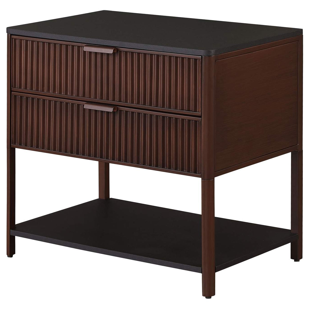930221 Zimmerlee 2-drawer Side Table with Shelf Rust Brown