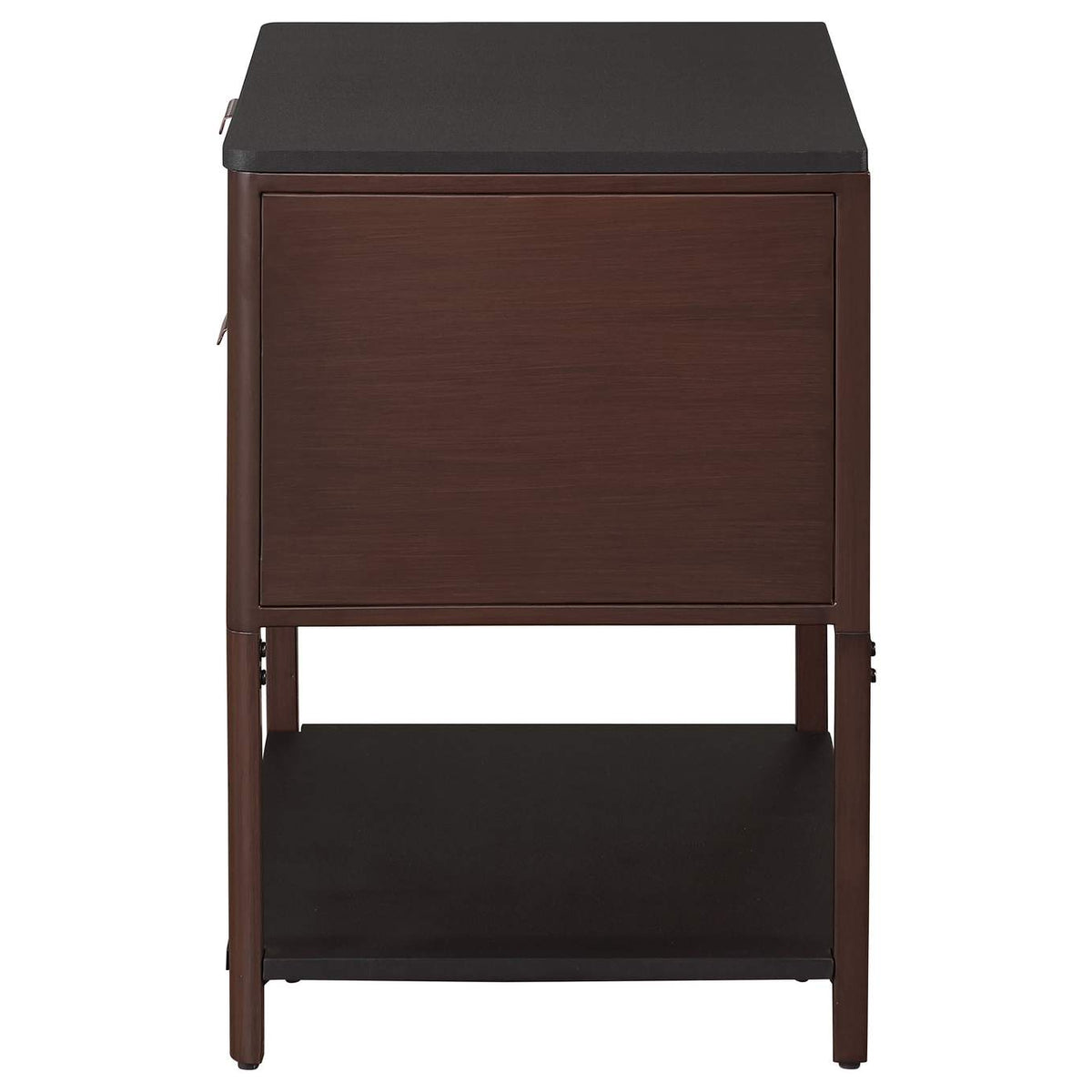 930221 Zimmerlee 2-drawer Side Table with Shelf Rust Brown