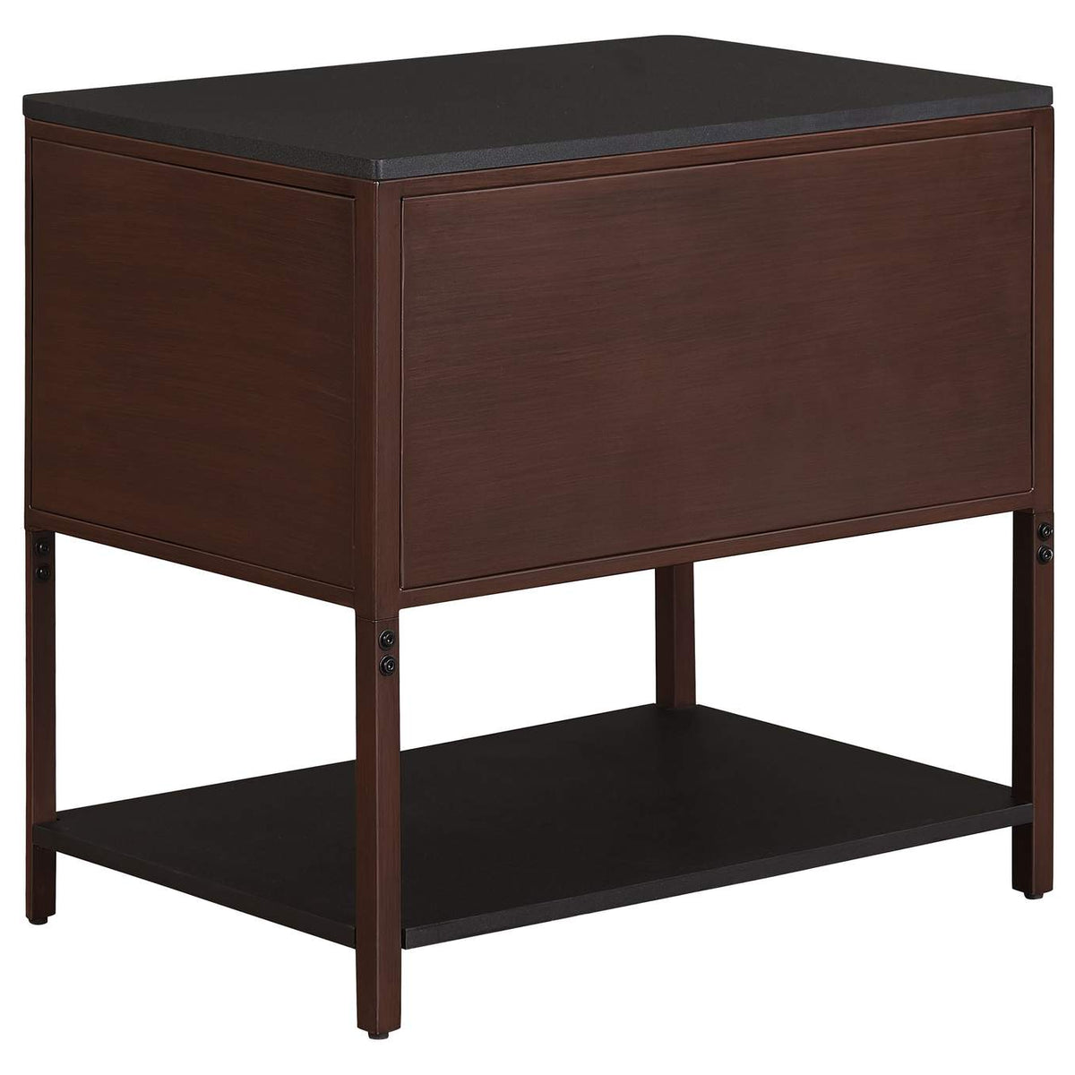 930221 Zimmerlee 2-drawer Side Table with Shelf Rust Brown