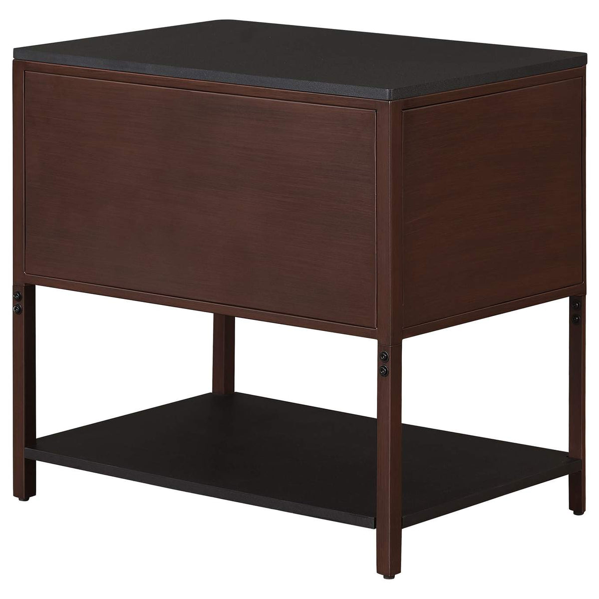 930221 Zimmerlee 2-drawer Side Table with Shelf Rust Brown