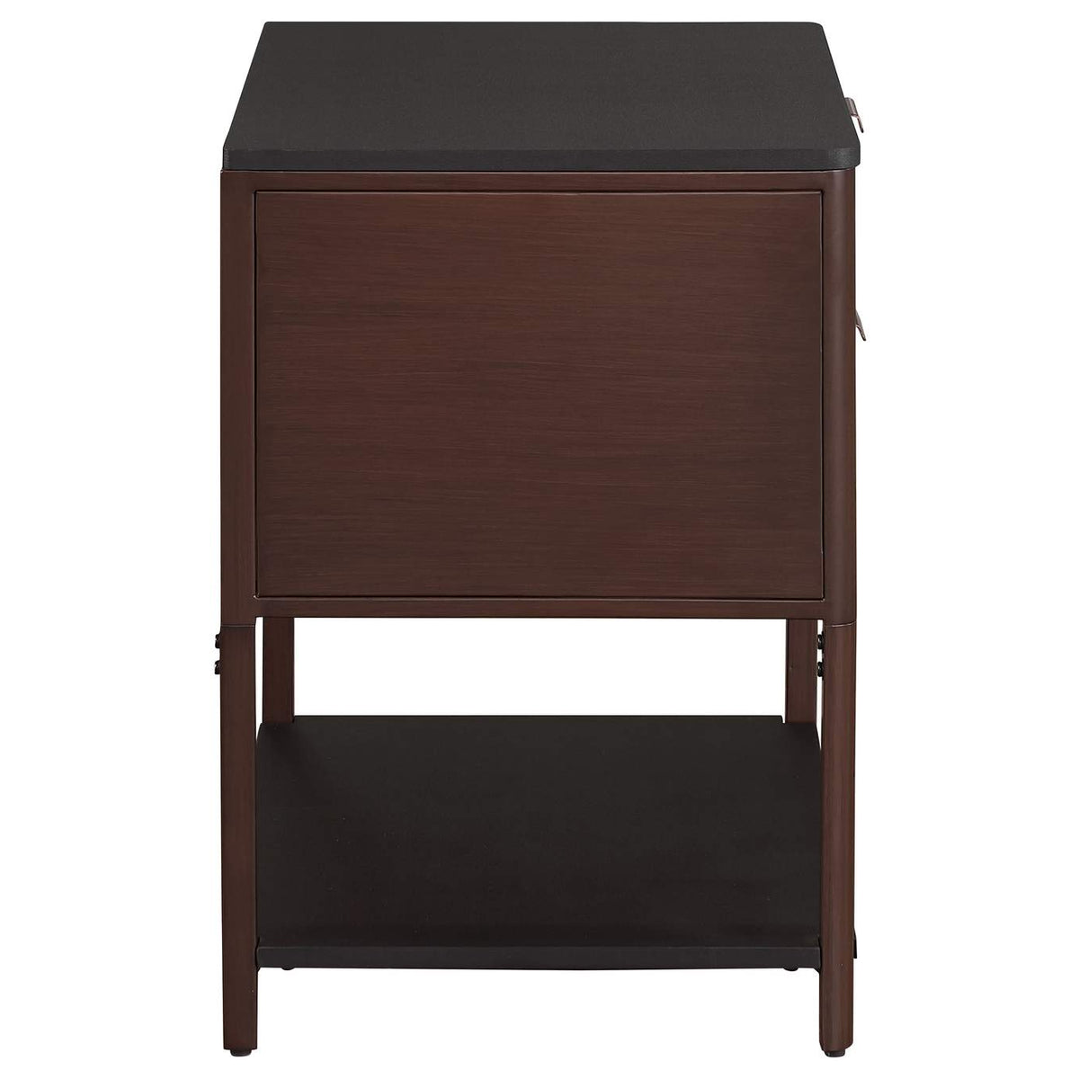 930221 Zimmerlee 2-drawer Side Table with Shelf Rust Brown