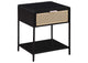 930235 Amherst 1-drawer Radio Weave Cane Metal Bedside Table Black