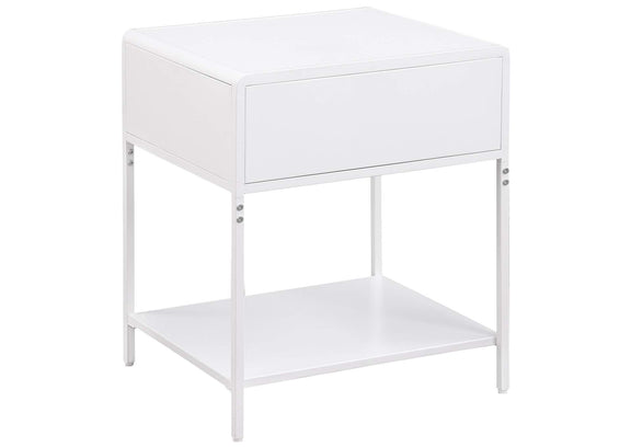 930236 Amherst 1-drawer Radio Weave Cane Metal Bedside Table White