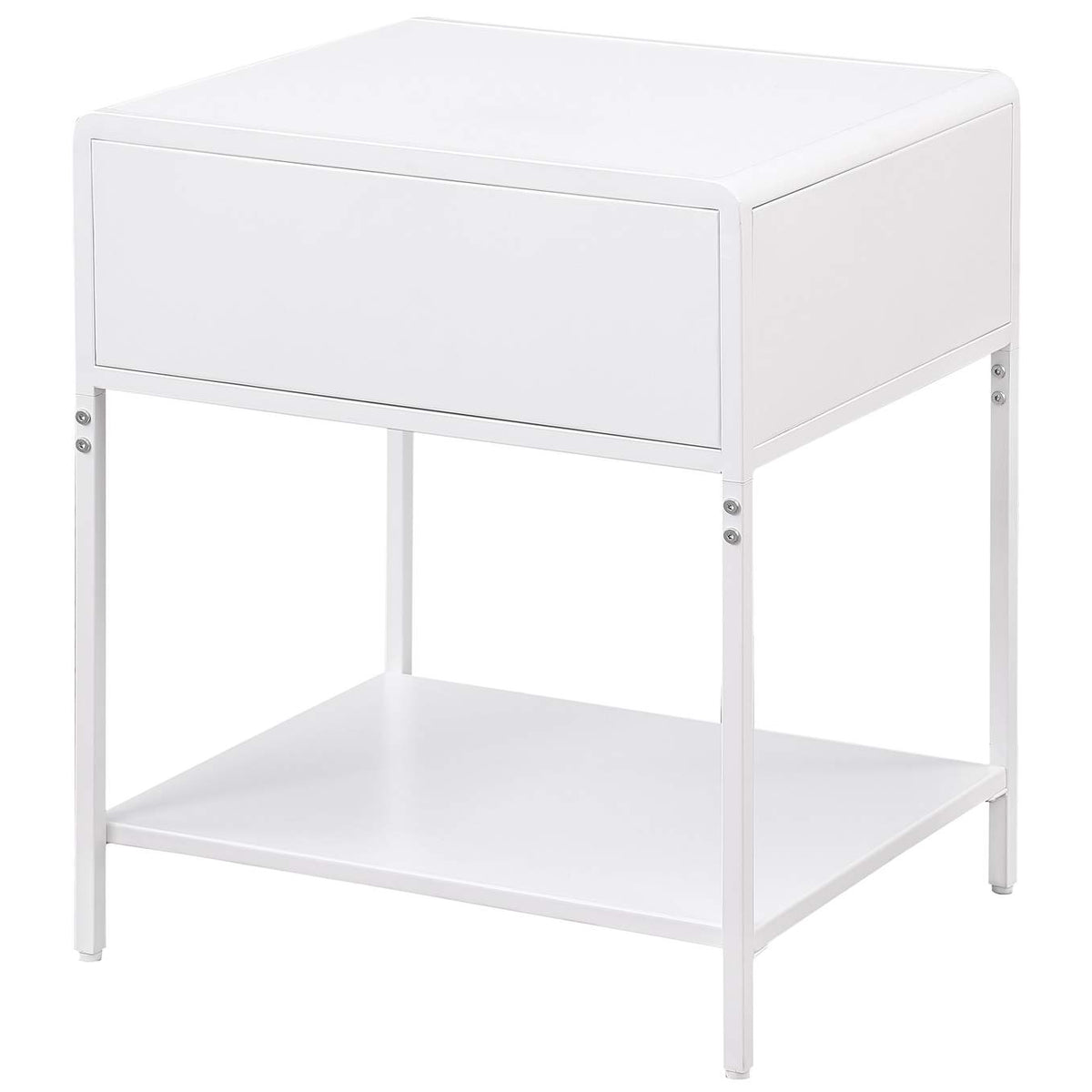 930236 Amherst 1-drawer Radio Weave Cane Metal Bedside Table White