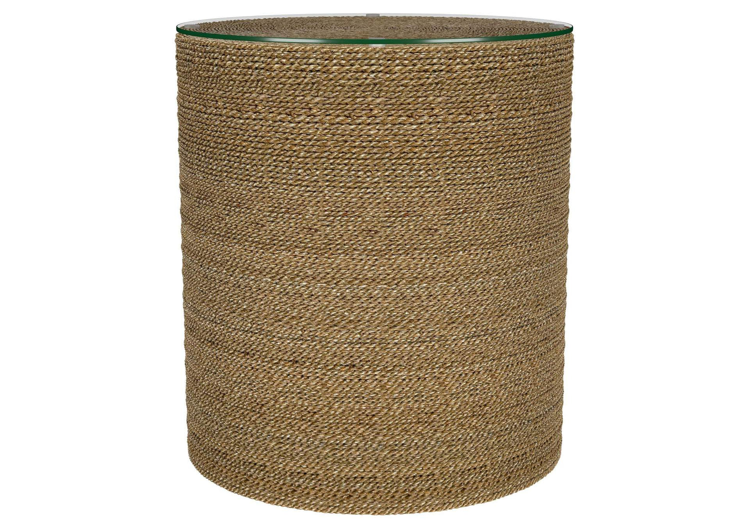 930270 Halden Round Woven Seagrass Accent Side Table Light Brown