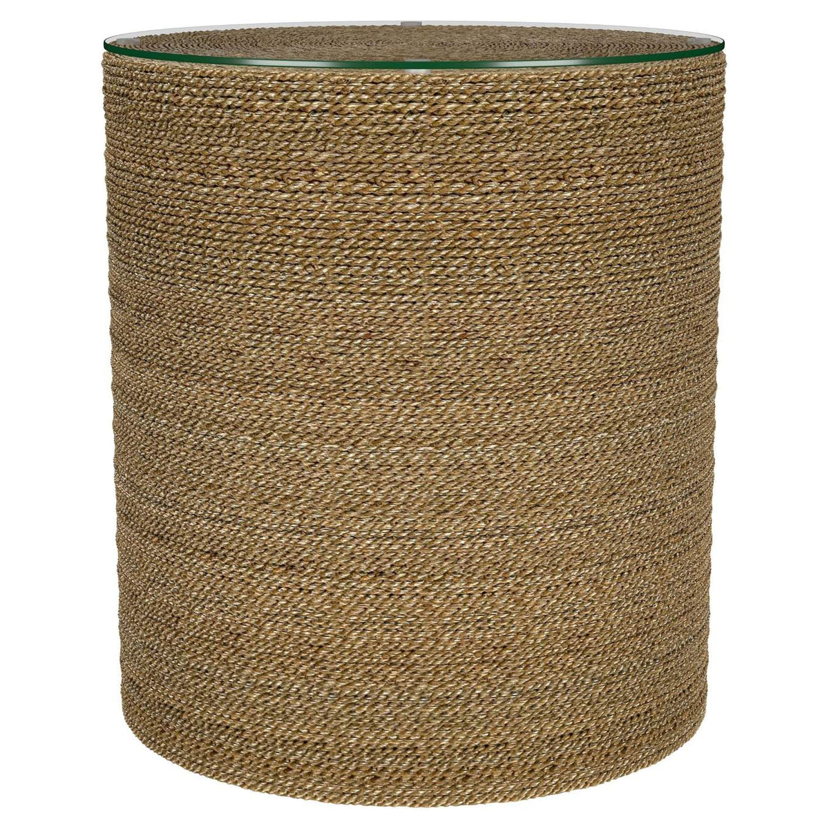 930270 Halden Round Woven Seagrass Accent Side Table Light Brown
