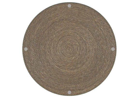 930270 Halden Round Woven Seagrass Accent Side Table Light Brown
