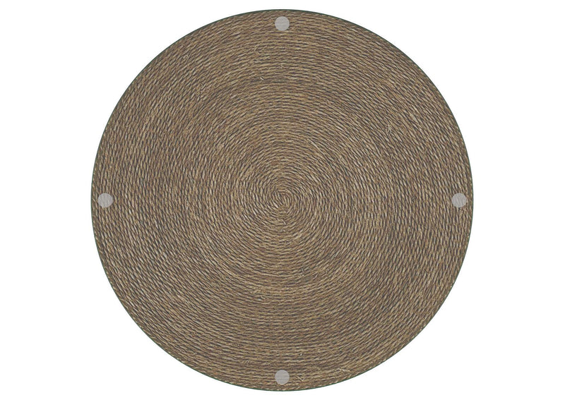 930270 Halden Round Woven Seagrass Accent Side Table Light Brown