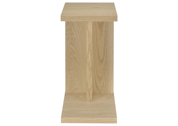930275 Clower Engineered Wood C-Shaped Sofa Side Table Light Oak