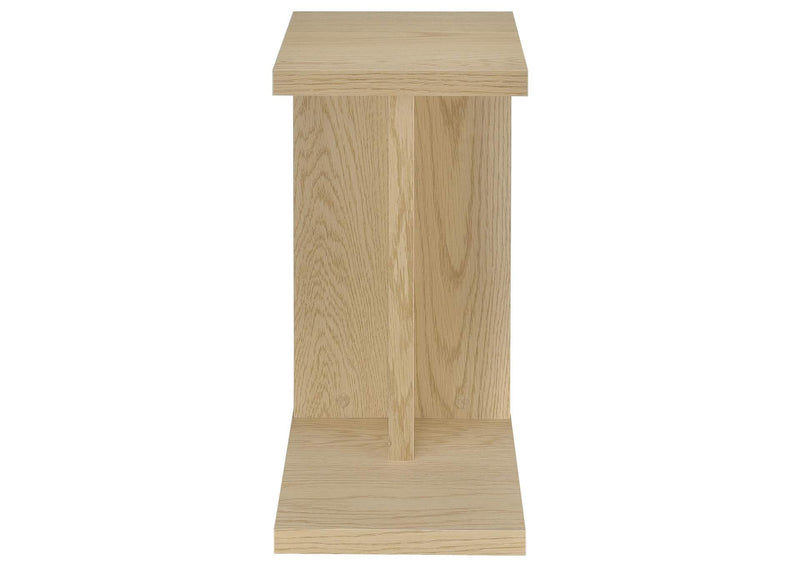 930275 Clower Engineered Wood C-Shaped Sofa Side Table Light Oak