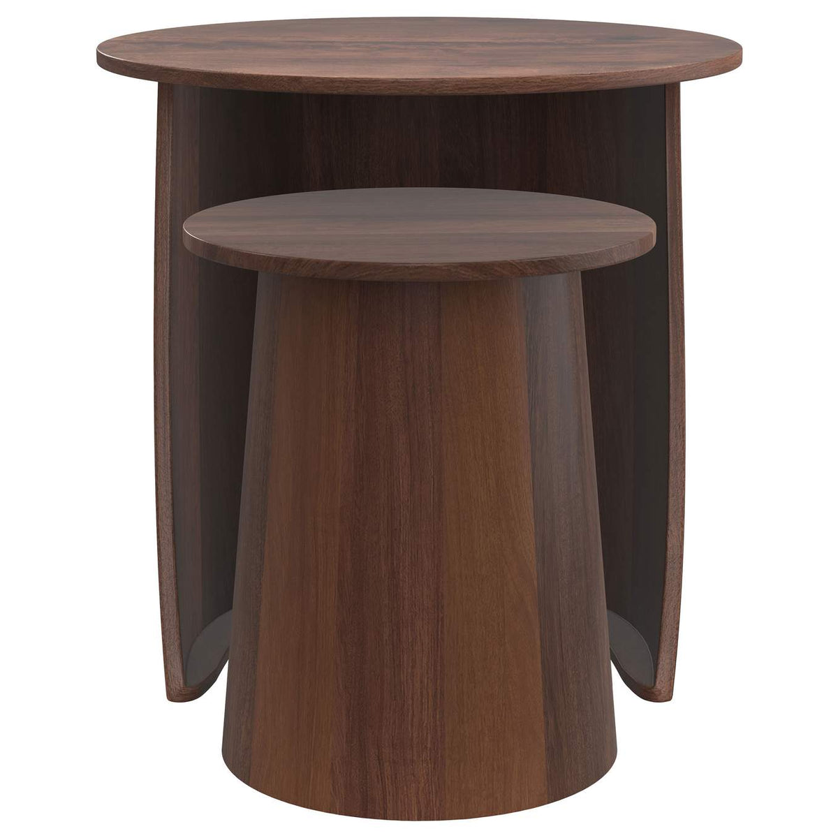 930330 Yency 2-piece Round Mango Wood Nesting Table Set Dark Brown Mango