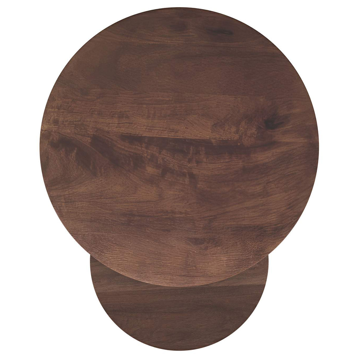 930330 Yency 2-piece Round Mango Wood Nesting Table Set Dark Brown Mango