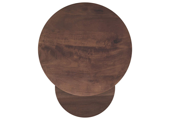 930330 Yency 2-piece Round Mango Wood Nesting Table Set Dark Brown Mango