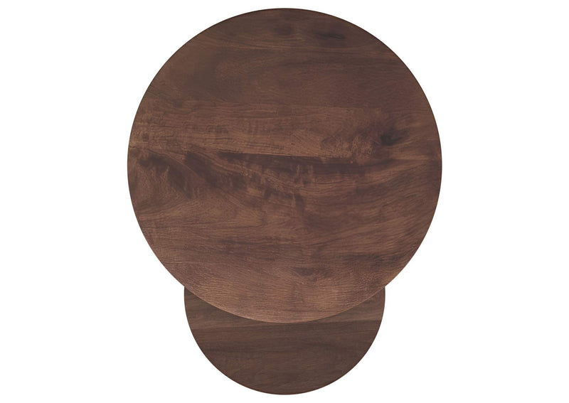 930330 Yency 2-piece Round Mango Wood Nesting Table Set Dark Brown Mango