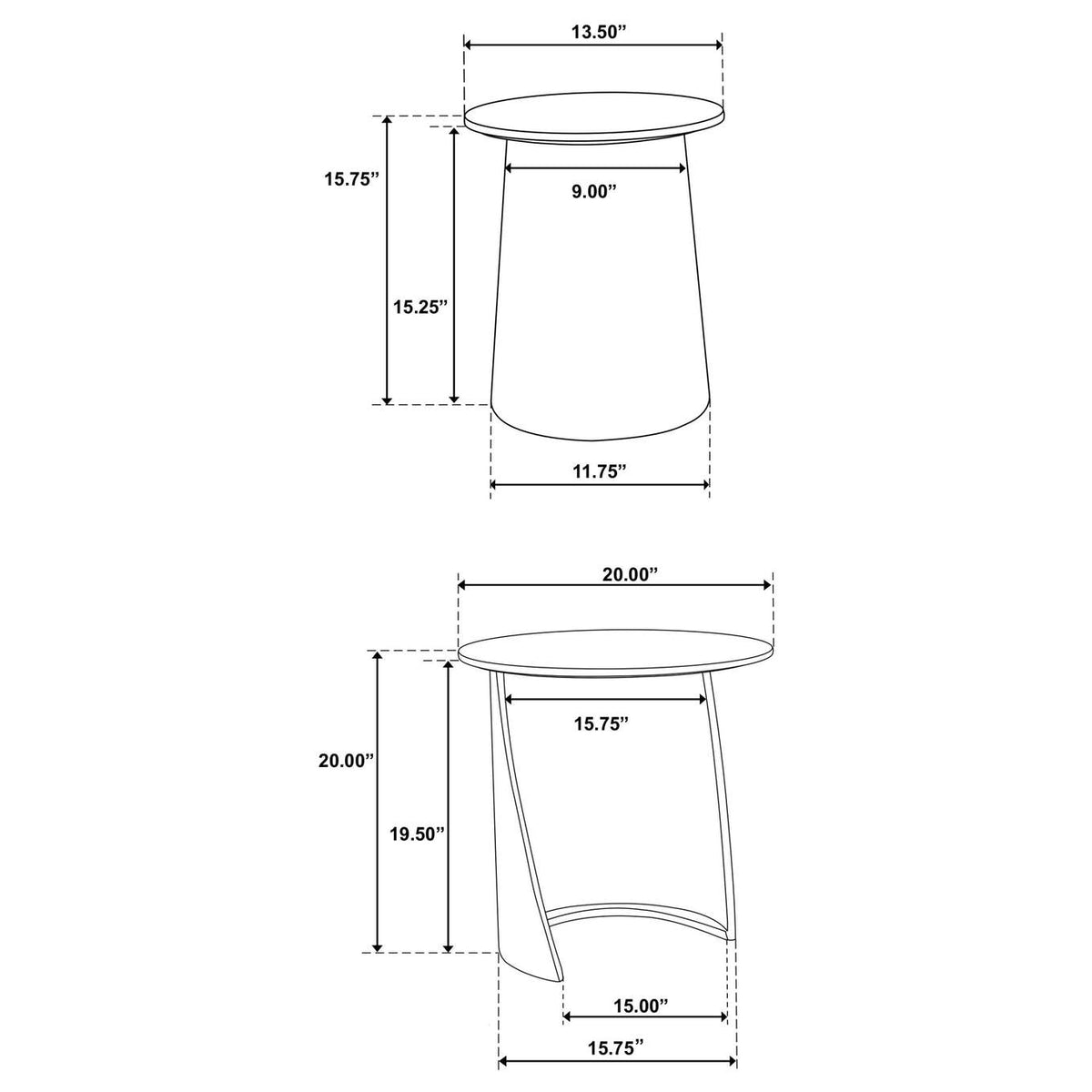 930330 Yency 2-piece Round Mango Wood Nesting Table Set Dark Brown Mango