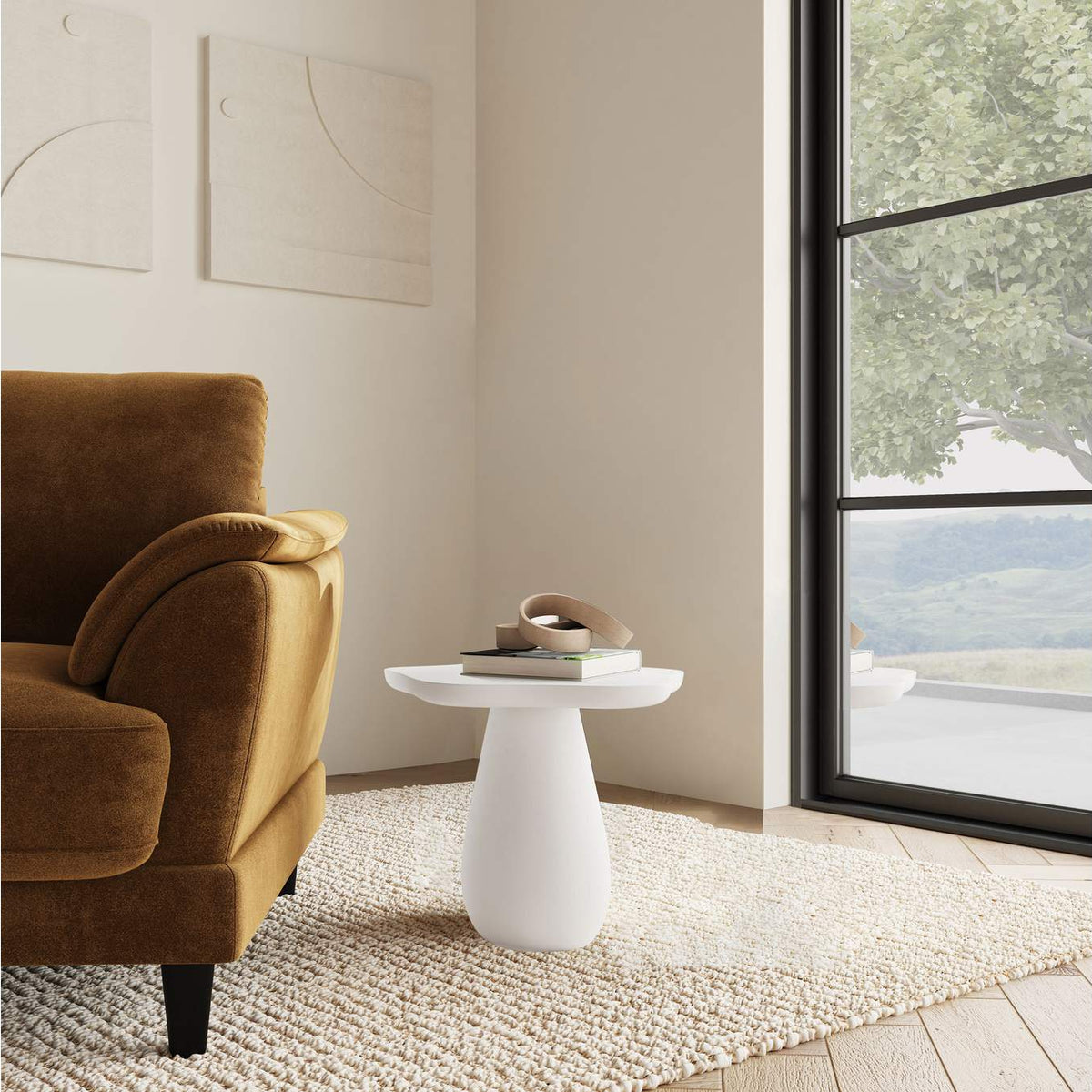 930615 Perth 17-inch Side Table with Cloud-Shaped Top Off White