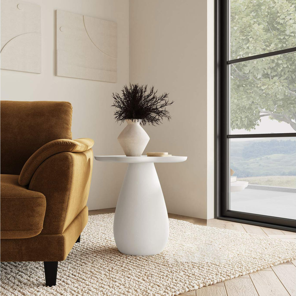 930616 Perth 20-inch Side Table with Cloud-Shaped Top Off White