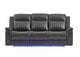 U8879-CHAR_W_BLK_WELT-PRS_W_LED&GL_SS U8879 BLANCHE CHARCOAL POWER REC SOFA W - LED & GLOBAL SURROUND SYSTEM