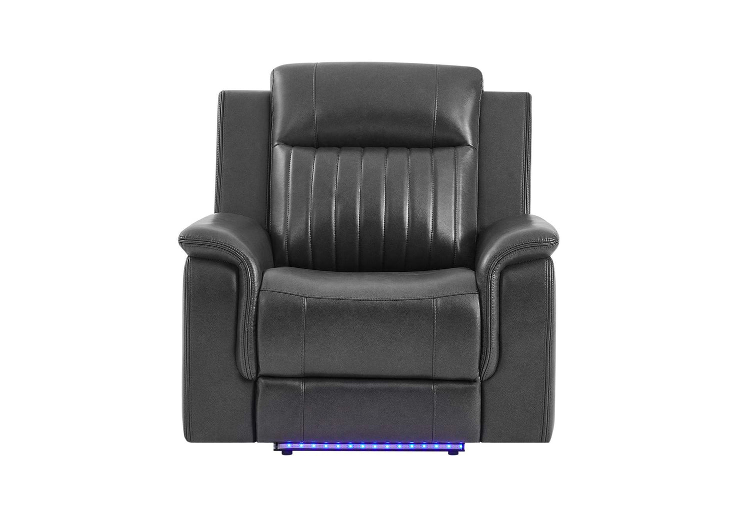 U8879-CHAR_W_BLK_WELT-PR_W_LED U8879 BLANCHE CHARCOAL WITH BLACK WELT POWER RECLINER WITH LED