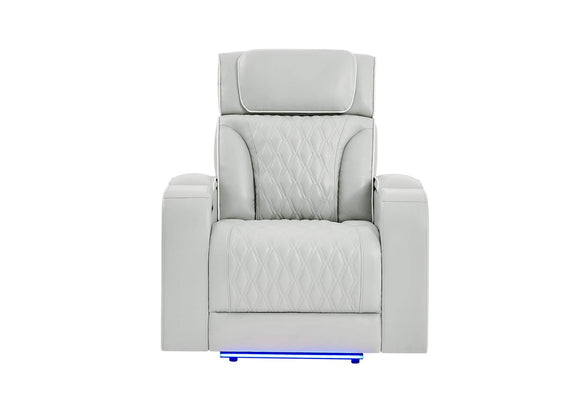 U8611-BLANCHE_SIL-PR_W_PHR_LED U8611 BLANCHE SILVER POWER RECLINER WITH POWER HEADREST AND LED