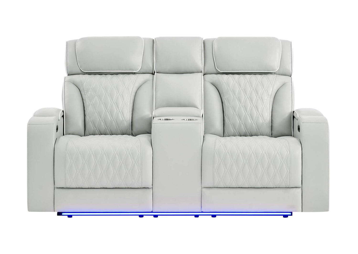 U8611-BLANCHE_SIL-PCRLS_W_PHR_LED_SPKR U8611 BLANCHE SILVER POWER CON REC LOVESEAT WITH PHR, LED & SPEAKER