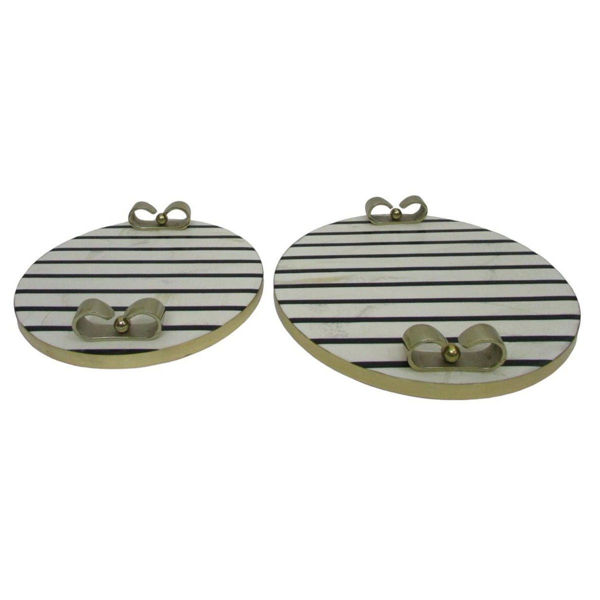 12" / 14" Platted Black & White Trays (Set of 2) - Black / White
