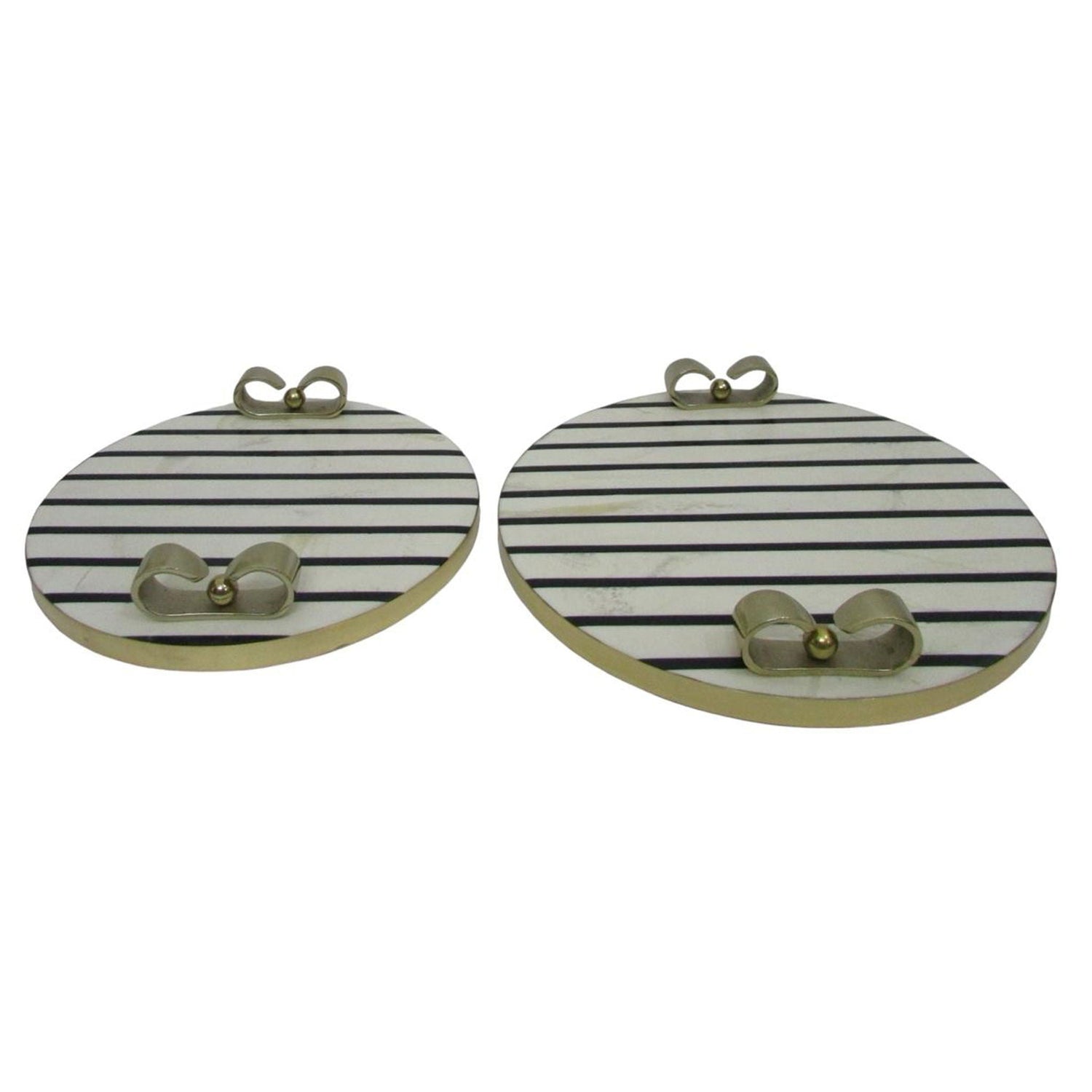 12" / 14" Platted Black & White Trays (Set of 2) - Black / White