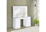 931143 Acena 7-drawer Vanity Set with Lighting White High Gloss