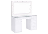 Acena 7-drawer Vanity Set with Lighting White High Gloss