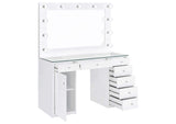 931143 Acena 7-drawer Vanity Set with Lighting White High Gloss
