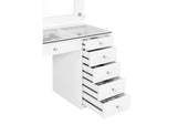 931143 Acena 7-drawer Vanity Set with Lighting White High Gloss