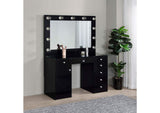 931144 Acena 7-drawer Vanity Set with Lighting Black High Gloss