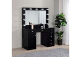 931144 Acena 7-drawer Vanity Set with Lighting Black High Gloss