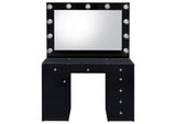 931144 Acena 7-drawer Vanity Set with Lighting Black High Gloss