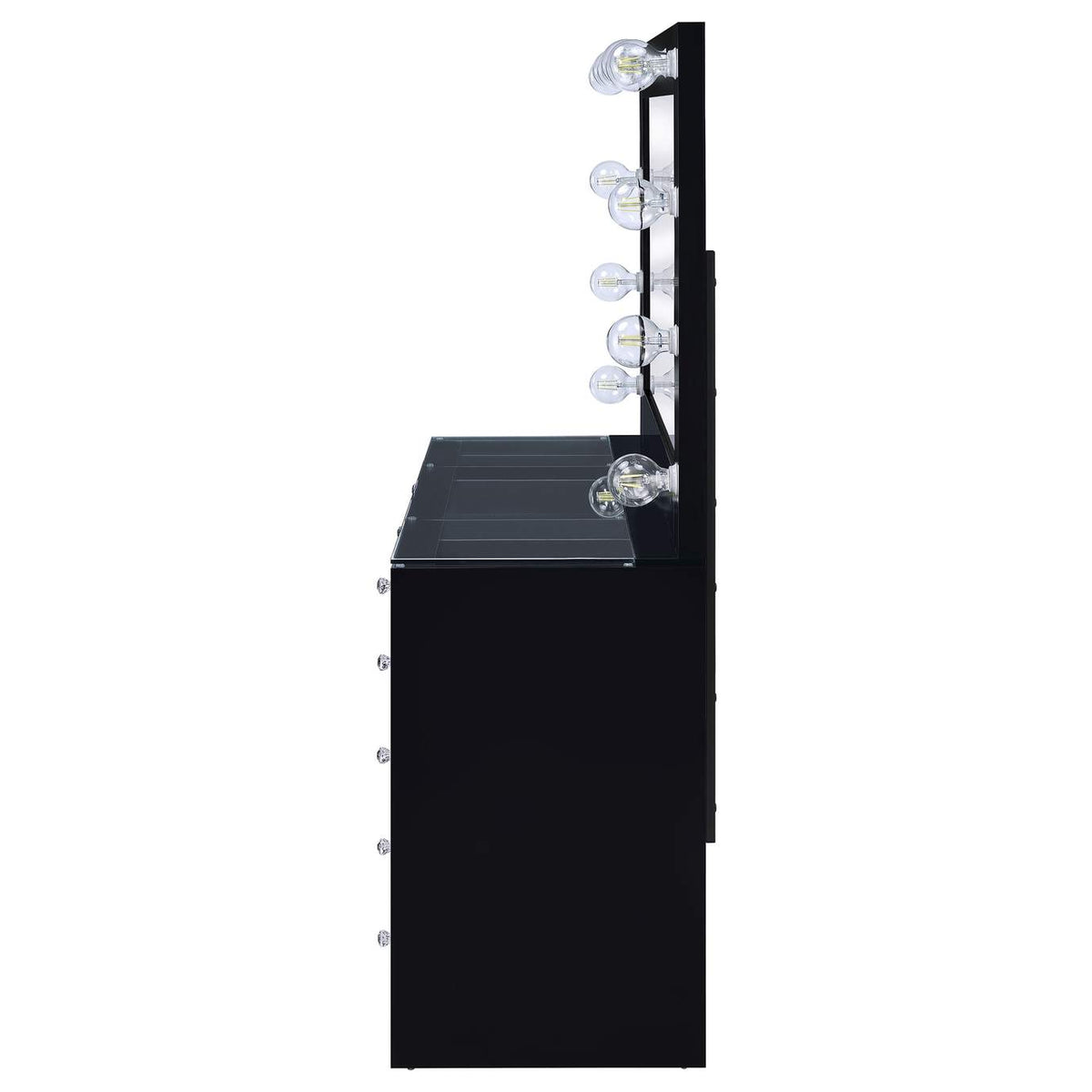 931144 Acena 7-drawer Vanity Set with Lighting Black High Gloss