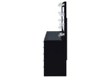 931144 Acena 7-drawer Vanity Set with Lighting Black High Gloss