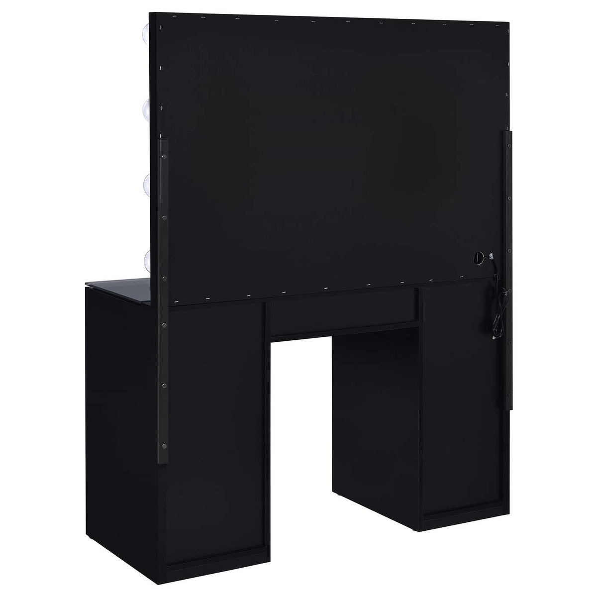 931144 Acena 7-drawer Vanity Set with Lighting Black High Gloss