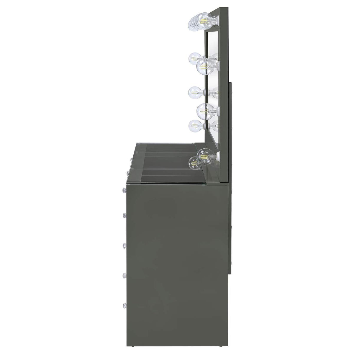 931145 Acena 7-drawer Vanity Set with Lighting Grey High Gloss