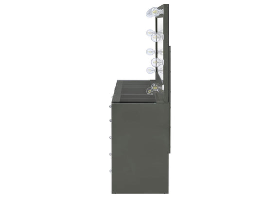 931145 Acena 7-drawer Vanity Set with Lighting Grey High Gloss
