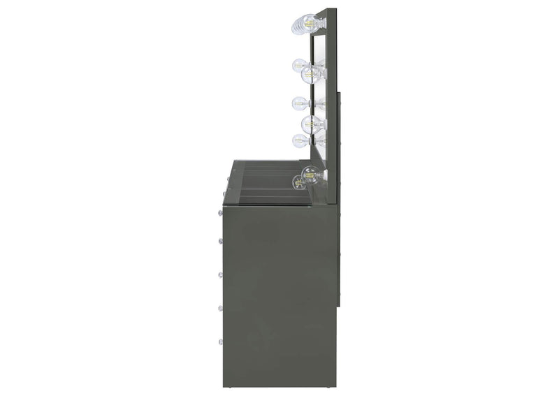 931145 Acena 7-drawer Vanity Set with Lighting Grey High Gloss