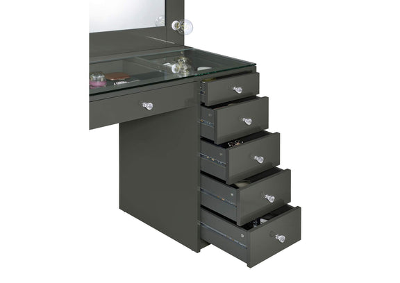 931145 Acena 7-drawer Vanity Set with Lighting Grey High Gloss