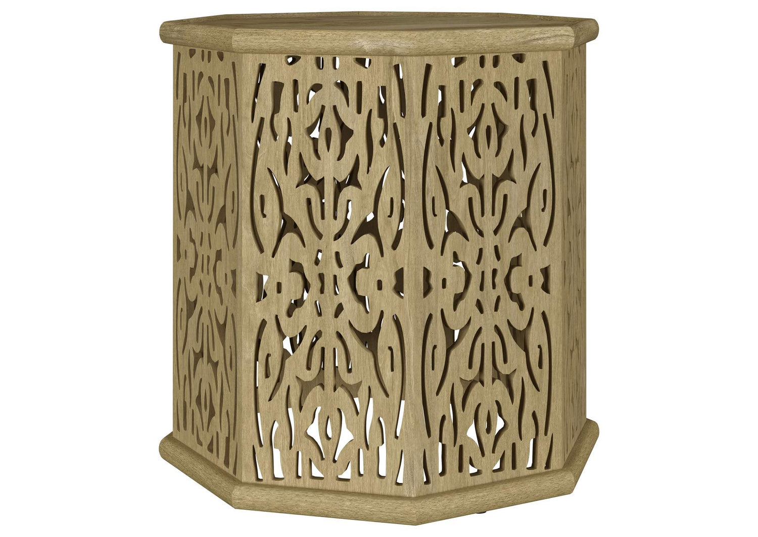 931148 Torres Octagonal Solid Mango Wood Side Table Natural Brown