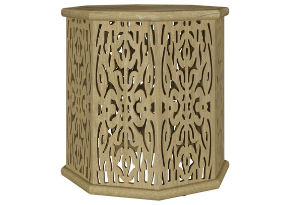 931148 Torres Octagonal Solid Mango Wood Side Table Natural Brown
