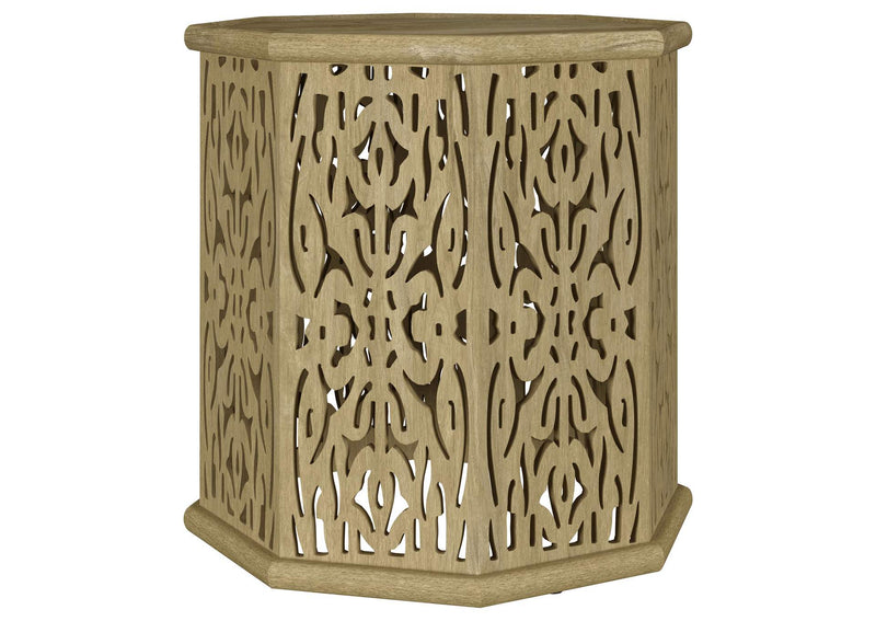 931148 Torres Octagonal Solid Mango Wood Side Table Natural Brown