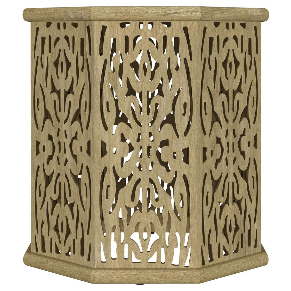 931148 Torres Octagonal Solid Mango Wood Side Table Natural Brown