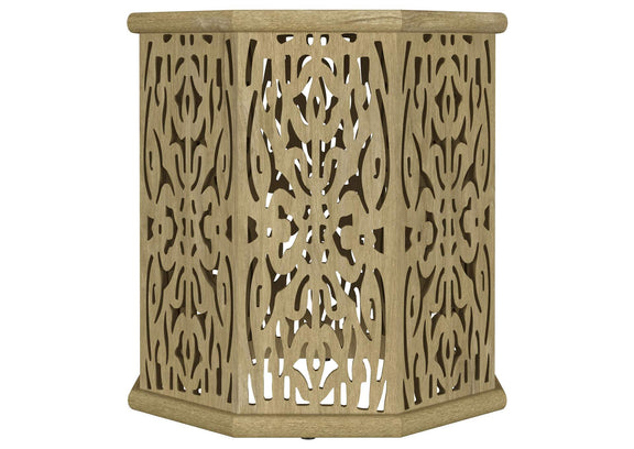 931148 Torres Octagonal Solid Mango Wood Side Table Natural Brown