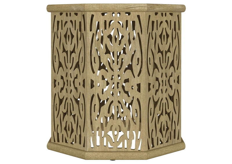 931148 Torres Octagonal Solid Mango Wood Side Table Natural Brown