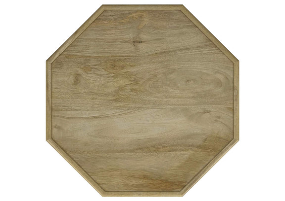 931148 Torres Octagonal Solid Mango Wood Side Table Natural Brown