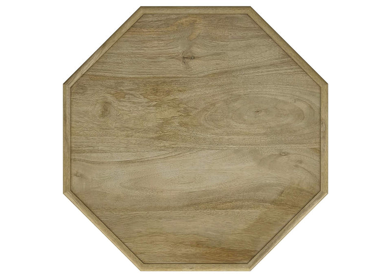 931148 Torres Octagonal Solid Mango Wood Side Table Natural Brown